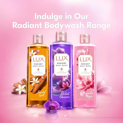 LUX Magnolia Magic Bodywash, with Niacinamide, 245ml for Radiant & Bouncy Skin Feel