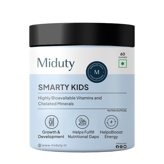 Zephivo Miduty by Palak Notes Smarty Kids Multivitamin Multimineral, B Complex, Vitamin C, Vitamin A & Active Immunity For Picky Eaters No Fructose Corn Syrup No Preservatives - Natural Flavor - Pack of 60