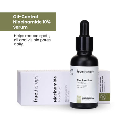 The True Therapy Niacinamide Face Serum 10% + Zinc PCA 1% - Pore Reducer, Uneven Skin Tone & Dark Spot Reducer, Treat Acne, Skin Balancing, Reduce Excess Oil & Skin Redness – 30 ml