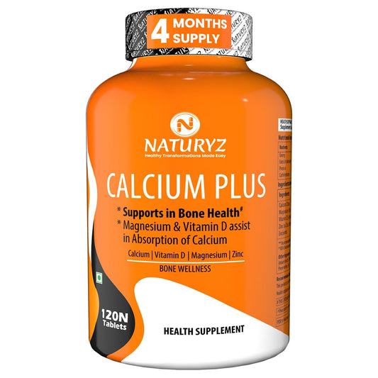 Naturyz Calcium Plus supplement bottle on a white background
