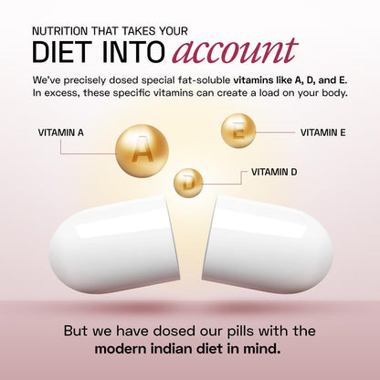 Ace Blend Multivitamin Capsules for Women | Pack of 60 | With Iron & Methylated Multivitamin | 19 Essential Nutrients with Quatrefolic, MenaQ7 K2 & Vitashine D3 | Supports Hormonal Balance & Immunity