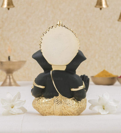 Gold Art India Gold And Kaai Green Ganesh Idol For Car Dashboard Small Ganesha Murti Ganpati Idol For Home Decor Puja Lord Ganesh Statue Gift For Office Desk Puja Room Figurine