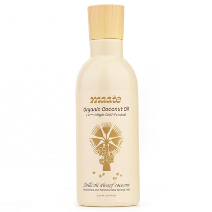 Maate Baby Organic Coconut Oil (200 ml) | Extra Virgin Cold Pressed | Made With Pollachi Dwarf Coconut | for Baby Body Massage & Hair Care | Baby Hair Oil 0-12 Years | Nourishes & Moisturise