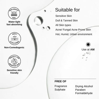 The Formularx Hydrashield Sunscreen SPF 50 PA++++ with Vitamin C & Peptide | For Oily, Acne, & Fungal Acne Prone Skin | Broad Spectrum UV & Blue Light Protection | Lightweight, No White Cast, Water & Sweat Resistant | 50g