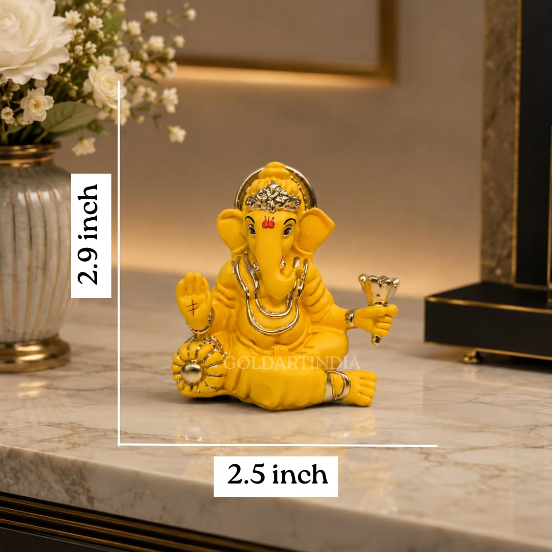 Gold Art India Ganesha Mango Terracotta Finish | for Car Dashboard | Gifting | Office Desk | Home Decor (2.9 inch)