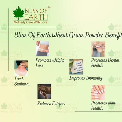 Bliss of Earth Organic Wheatgrass Powder 33 Servings Super food Dietary Supplement Rich in Vit A & B | Non GMO | Gluten Free 100 GM