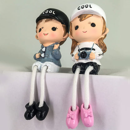 Cute Couple Gift Set Decorative Showpiece,Cute Family Hanging Legs Showpiece (Cool Couple)