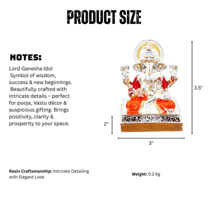 Resin Lord Ganesha Idol – Decorative Murti for Pooja Room, Car Dashboard, Home Decor & Spiritual Gifting