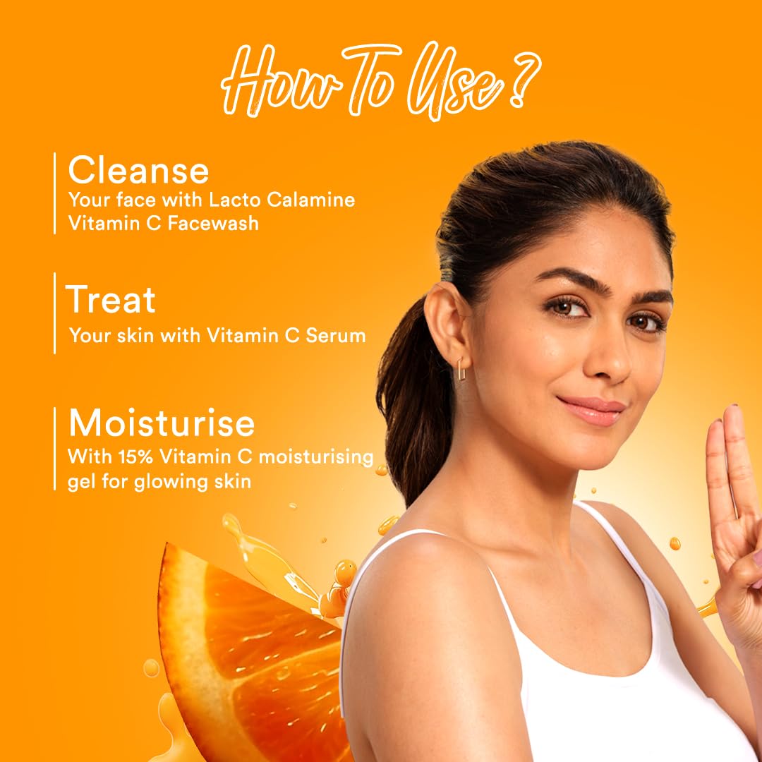 Lacto Calamine 15% Vitamin C Moisturizer for Face | 50g x Pack of 1 | Vitamin C Complex Skin Brightening Face Moisturiser | Dermatologically Tested | Non Sticky & Quick Absorbing for Glowing Skin