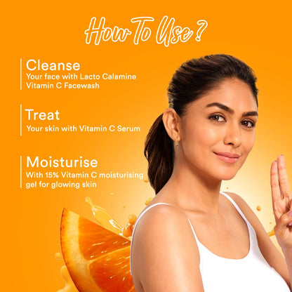 Lacto Calamine 15% Vitamin C Moisturizer for Face | 50g x Pack of 1 | Vitamin C Complex Skin Brightening Face Moisturiser | Dermatologically Tested | Non Sticky & Quick Absorbing for Glowing Skin