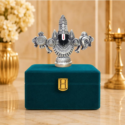 Gold Art India Lord Venkateswara Balaji Idol | Silver-Plated Antique Matte Finish | 3.5 x 4.2 inch | Tirupati Balaji Statue for Home Mandir, Office & Gift Purpose
