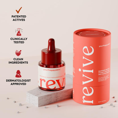 Revive Face Serum | 12% Niacinamide, Azelaic Acid & Ceramides | Refine Pore, Clear & Smooth Skin Tone | For Oily, Sensitive & Dry Skin | Men & Women | Clinically Patented Actives | 30 Ml