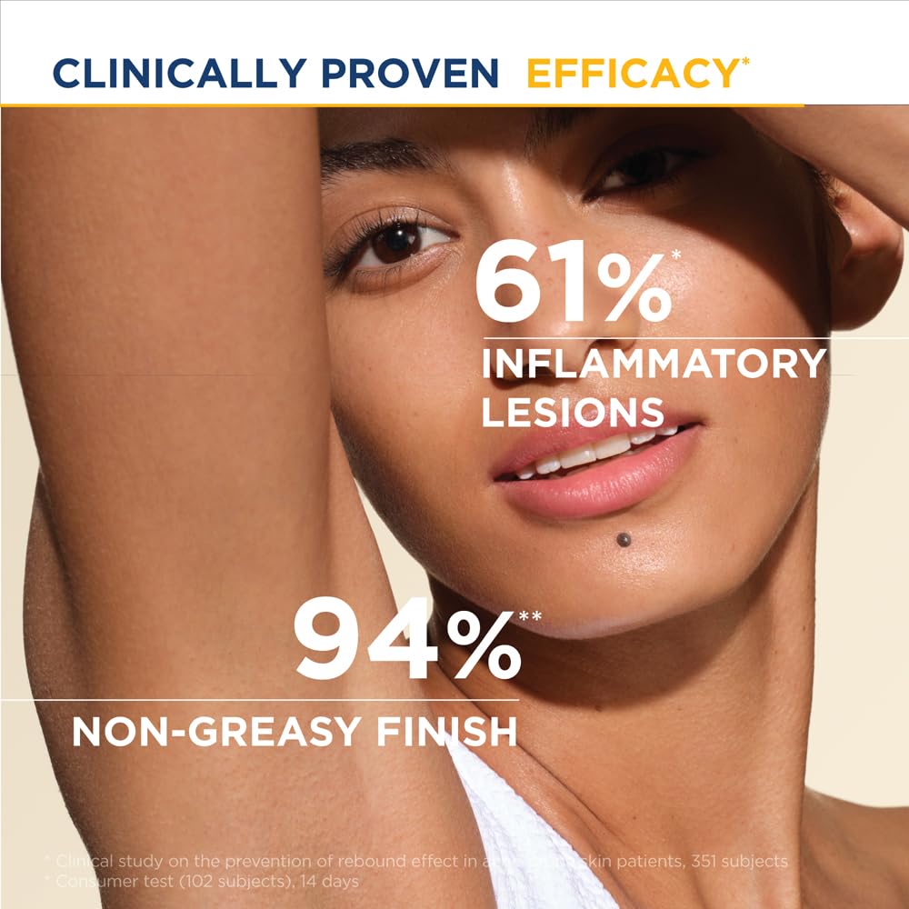 Advertisement showing a woman's face with skincare benefits highlighted
