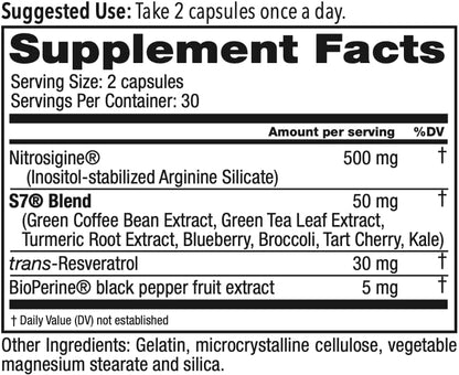 Supplement label with ingredient list and serving size information