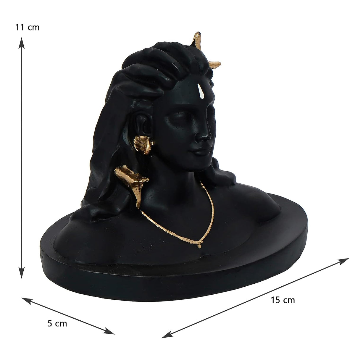 eCraftIndia Black Resin Adiyogi Shiva Statue for Car Dashboard| Adiyogi Statue for Home Decor Pooja Room Office| Mahadev Murti Lord Shiva Idol Gift for Diwali Maha Shivratri Housewarming Birthday