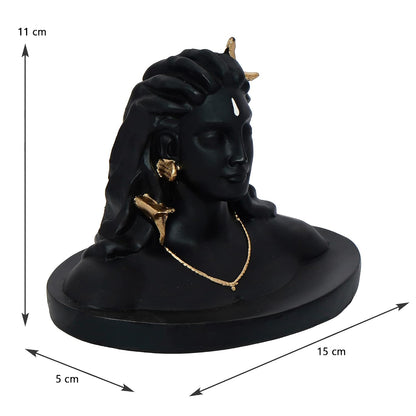 eCraftIndia Black Resin Adiyogi Shiva Statue for Car Dashboard| Adiyogi Statue for Home Decor Pooja Room Office| Mahadev Murti Lord Shiva Idol Gift for Diwali Maha Shivratri Housewarming Birthday