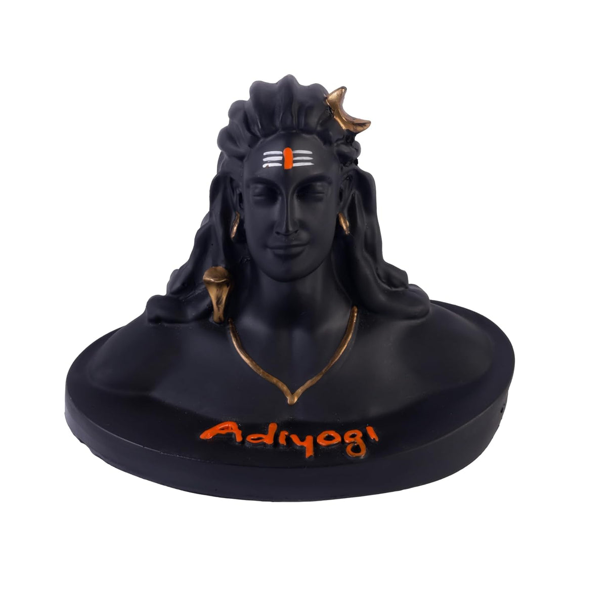 4.7 Inch Adiyogi Shiva Idol | Black Finish Mahadev Best Statue with Golden Accents for Home Temple, Mandir, Meditation Room, Office Desk & Car Dashboard | Yoga Décor & Gifting