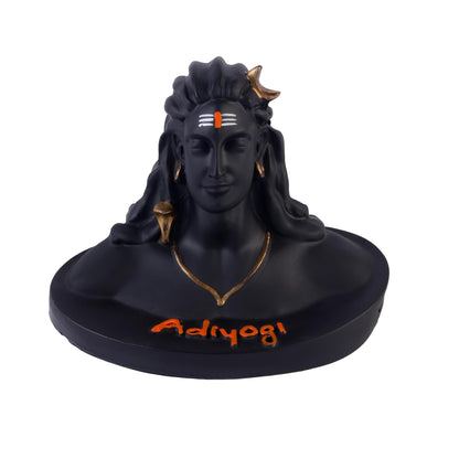 4.7 Inch Adiyogi Shiva Idol | Black Finish Mahadev Best Statue with Golden Accents for Home Temple, Mandir, Meditation Room, Office Desk & Car Dashboard | Yoga Décor & Gifting