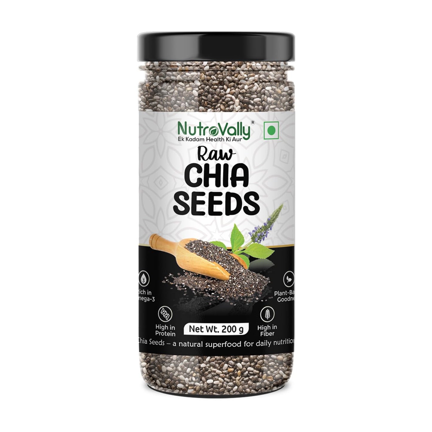 NutroVally Chia Seeds |Help for weight loss|Rich in Omega-3, Calcium, Protein, Fiber & Antioxidants| chia seeds| Healthy Snack for Immunity & Digestion |chia Seed for skin glow|Edable seeds