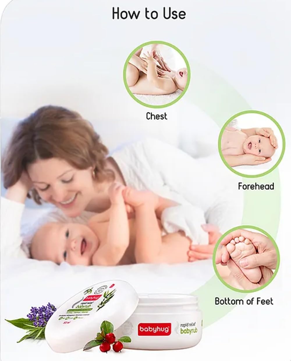Babyhug Rapid Relief Babyrub, 50 ml, Soothing Balm with Eucalyptus, Lavender, Rosemary