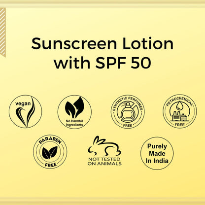 Aroma Treasures SPF 50 Sunscreen Lotion 100g | Broad Spectrum UVA/UVB Protection | Water Resistant | Non-Greasy, No White Cast | Face & Body | All Skin Types