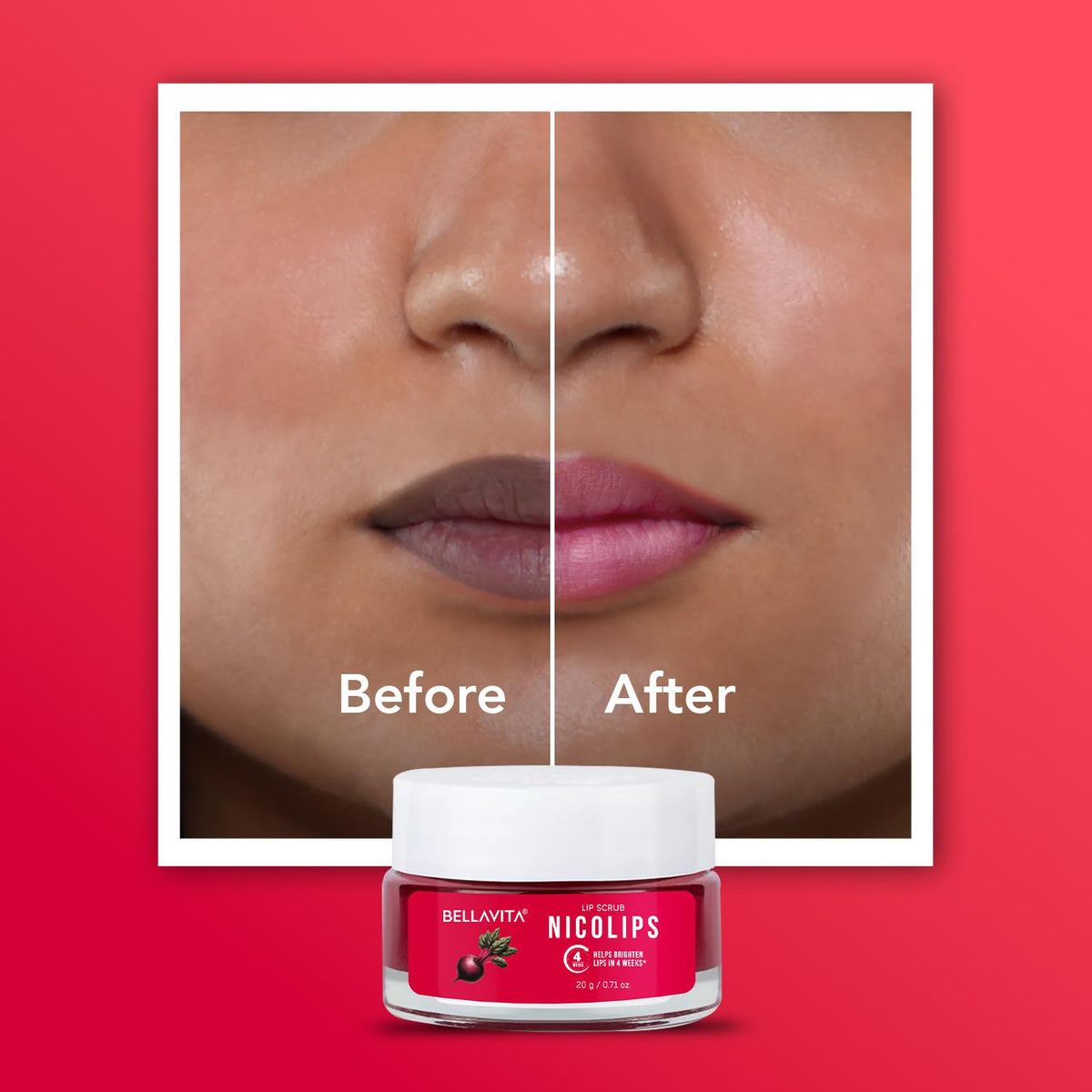 Bella Vita Organic NicoLips Lip Balm & Lip Scrub | Lip Balm for Dark Lips | Anti Pigmentation for Dry, Chapped Lips | Removes Lipstick Stains | Lip Care for Men & Women | 20g