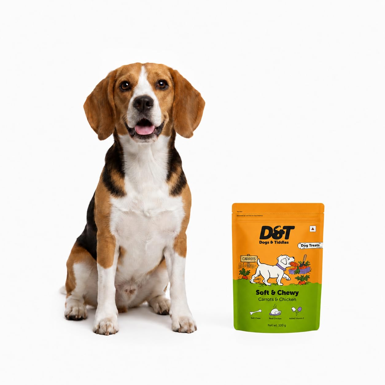Dogs & Tiddles Carrot & Real Chicken Dog Treats for Puppies & Adult Dogs, 100g | Soft & Chewy Puppy Treats | Tasty Training Treats and Dog Snacks|Supports Digestion & Muscle Health