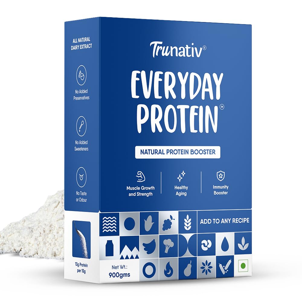 Trunativ Cookable Milk Whey Protein Isolate| 85% Protein Per Serving | Muscle Growth & Immunity Booster| Natural Protein Powder| No Added Sugar | Higher Protein Absorption | Unflavoured 900g (Pack of 1)