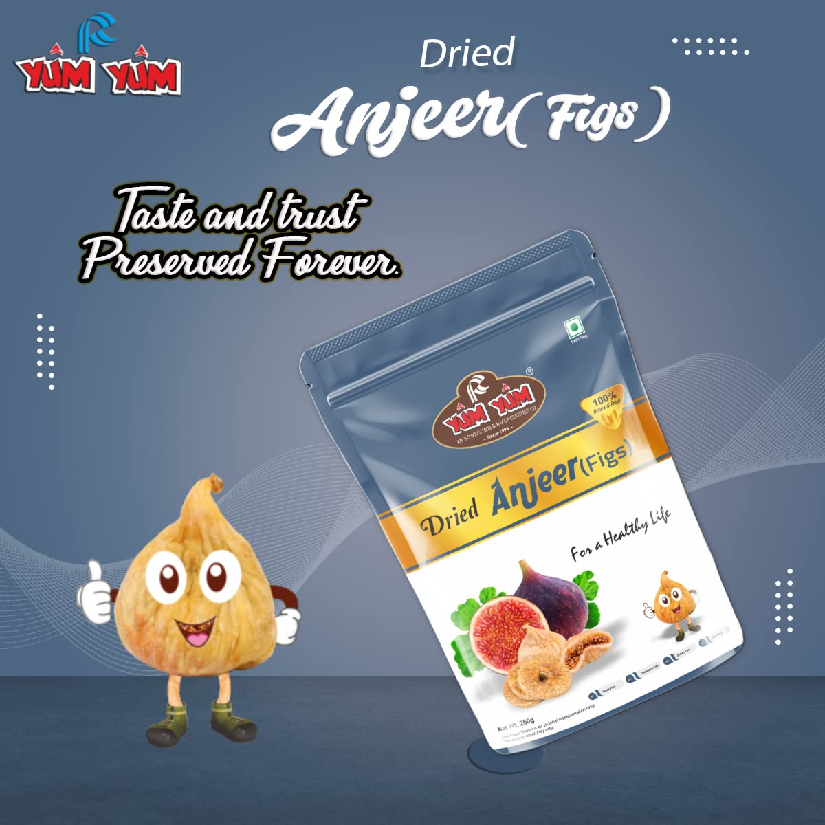 Yum Yum Premium Dried,250g | Afghani Anjeer I Low in Fat | Healthy Snack I Rich Source of Vitamins Dietary Fiber | Dry figs