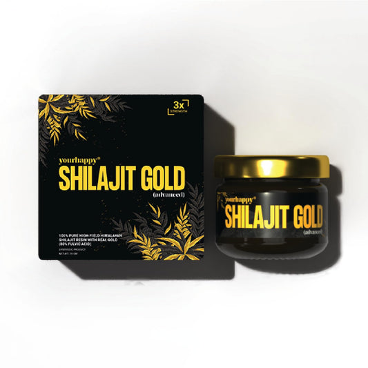YourHappyLife Triple Strength Shilajit Gold Resin with over 80 minerals and 80% fulvic acid for enhanced strength, improved muscle recovery, vitality, and immunity (Pack of 1, 20 Grams)