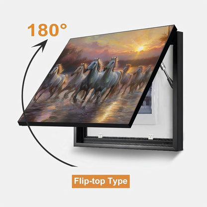 Electric MCB Box Cover Frame With Hydraulic Decorative Painting White 7 Running Horse Painting Electrical Panel box Cover, Switch Box Frame Will Fit Max 10x14 inch Switch Board, Outer Size 13X17 Inch