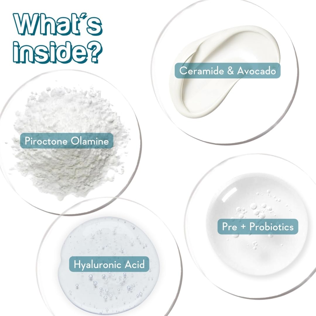 Ingredients inside a skincare product with labels on a white background