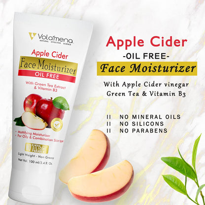 Volamena Apple Cider Vinegar Face Cream Light Weight Oil Free Mosturizer Cream For Face | Acne Prone Skin 100 ml