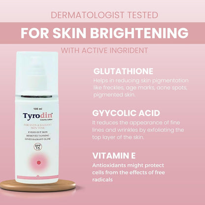 Tyrodin Creamy Lotion 100ml | Lightweight Daily Moisturizing Lotion with SPF 15 | Smooth & Fresh Skin Appearance