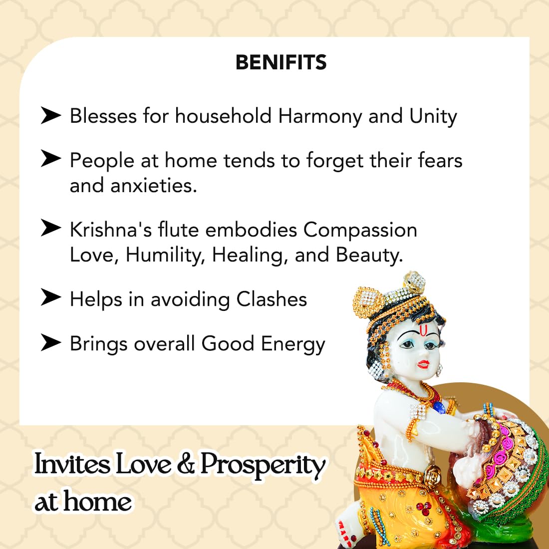 Bal Gopal Idol for Puja | Laddu Gopal Murti for Pooja Room | Resin Baby Krishna Idol for Home | Bal Krishna Idol | Sri Krishna Idols Gift | Makan Chor Idol