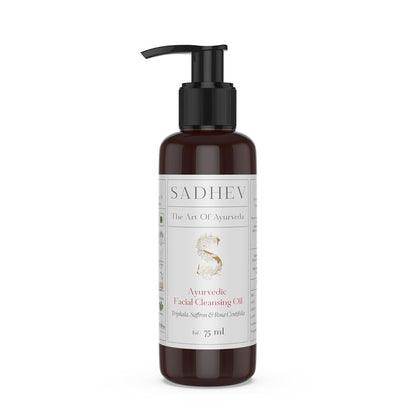 Sadhev Ayurvedic Facial Cleansing Oil With Triphala, Safron, and Rosa Centifolia for Removing Makeup, Hydrating and Moistuizing Cleanser Suitable For All Skin Types