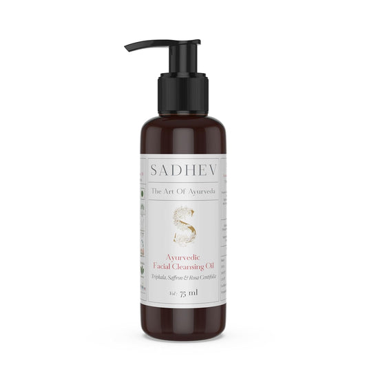 Sadhev Ayurvedic Facial Cleansing Oil With Triphala, Safron, and Rosa Centifolia for Removing Makeup, Hydrating and Moistuizing Cleanser Suitable For All Skin Types