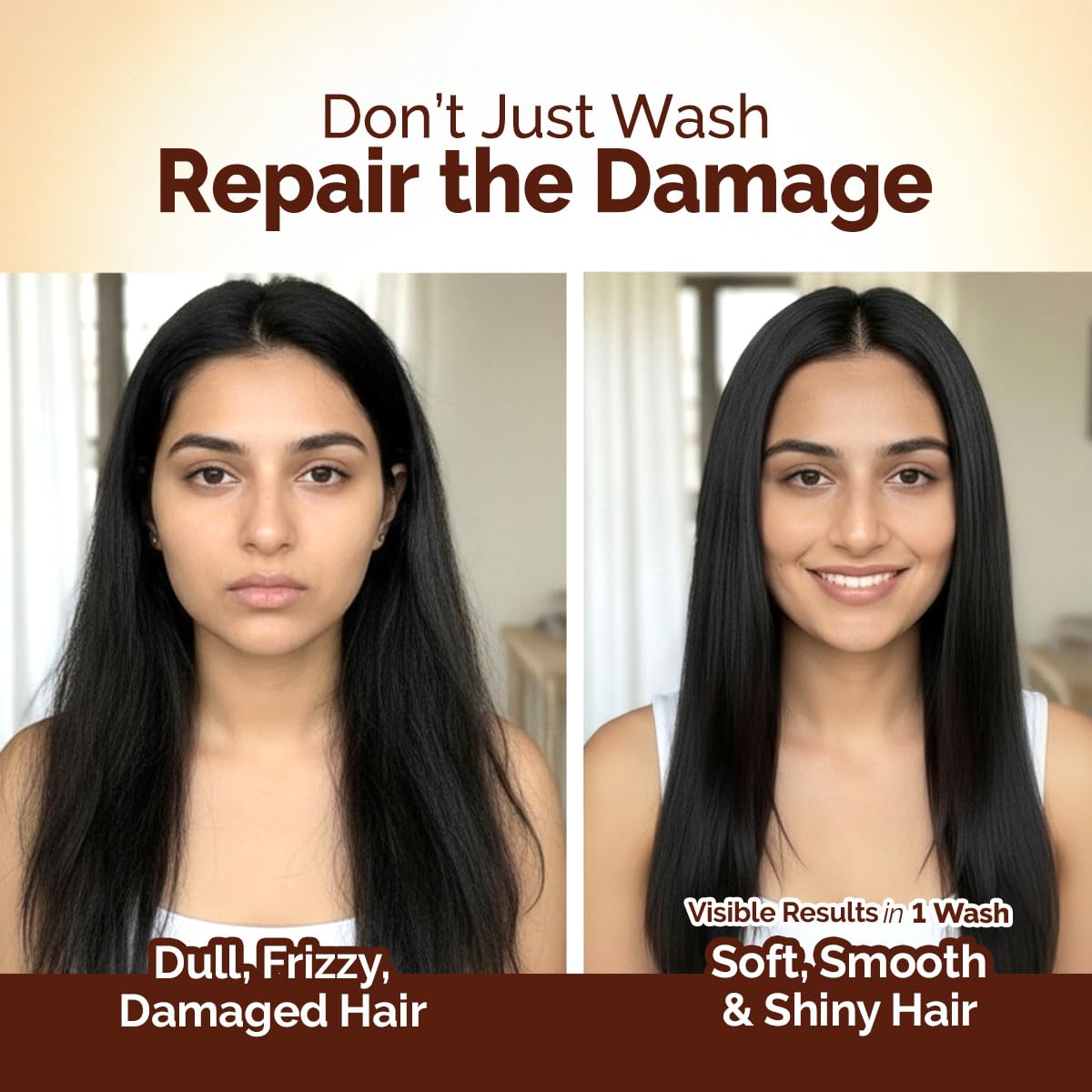 Mamaearth Flaxseed Damage Repair Shampoo with 2% Flaxseed, 1% Hyaluronic Acid, Ceramides for Volume & Shine | 100% Damage Repair | Soft, Smooth & Shiny Hair | Dry & Frizzy Hair | Sulphate & Paraben Free | 250 ml