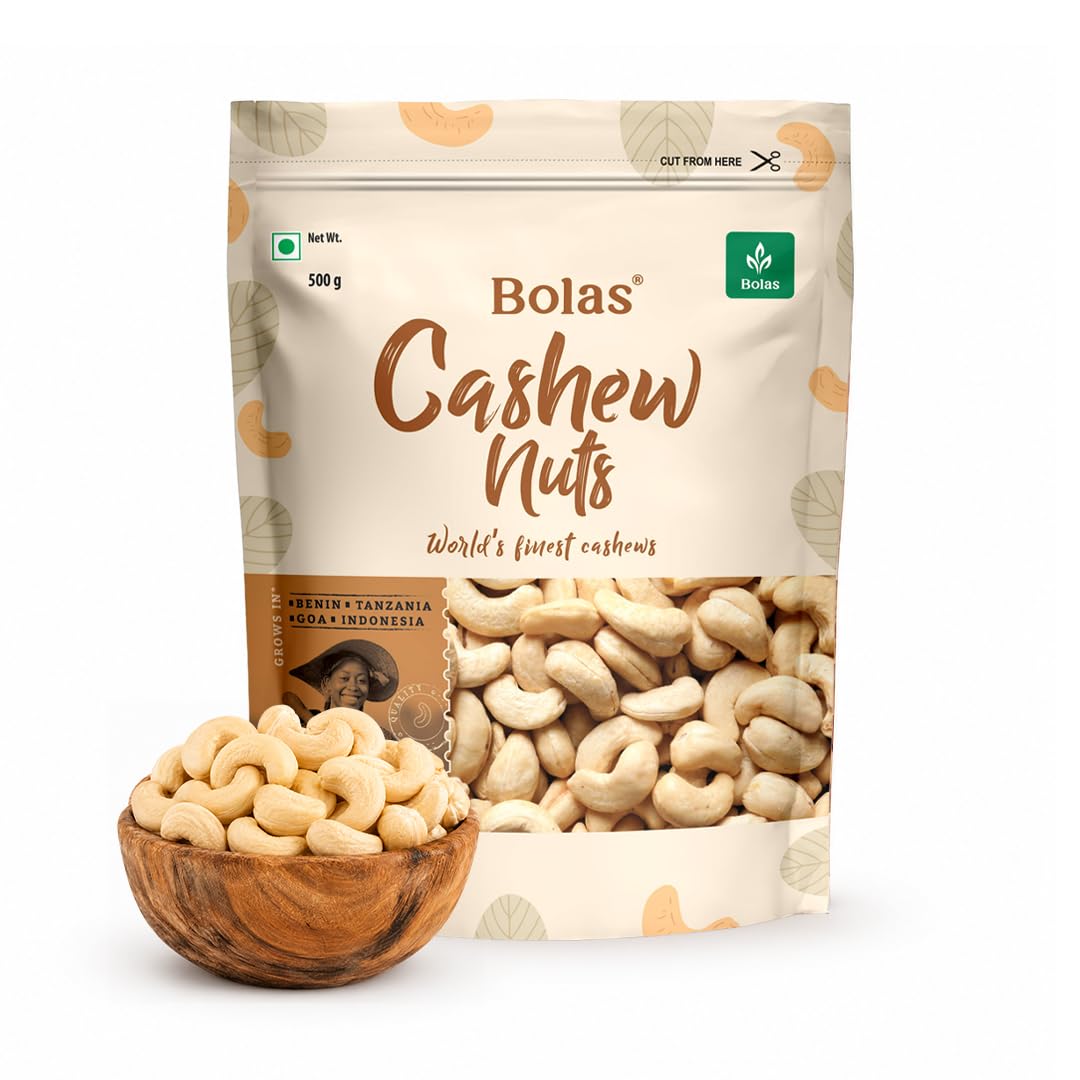 Bolas Whole Cashew Nuts 250g | Kaju Grade W320 | Nutritious & Delicious | Rich in Protein, Magnesium & Phosphorus | Gluten Free | Dry Fruits