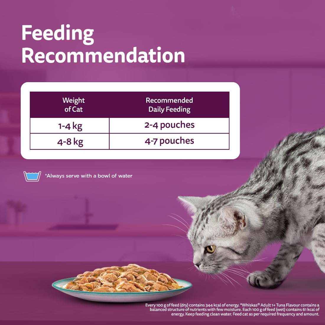 Whiskas Tasty Mix Adult (1+ Year) Wet Cat Food, Chicken with Salmon Wakame Seaweed in Gravy, 70 g, Cat Food Made with Real Fish, Complete & Balanced Nutrition for Adult Cats