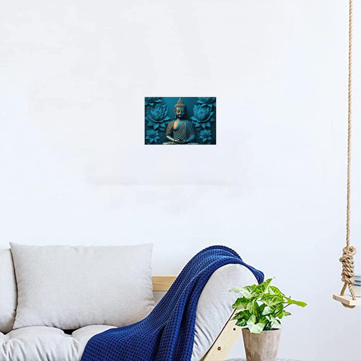 Buddha Paintings for Living room, Buddha Poster Big Size with Sparkle Coated Lamination - 22058 (Self Adhesive) 18x24 Inch