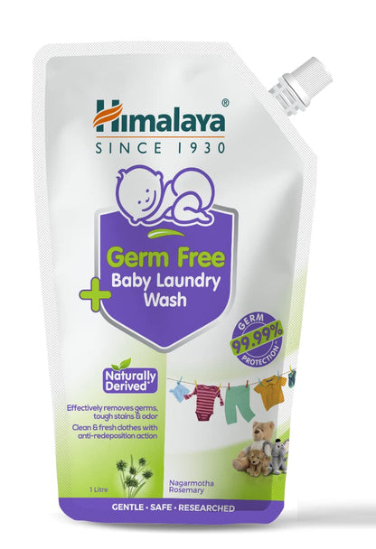 Himalaya Germ Free Baby Laundry Wash 1 L Pouch, White, (7004801) & Himalaya Diaper Rash Cream,100gm