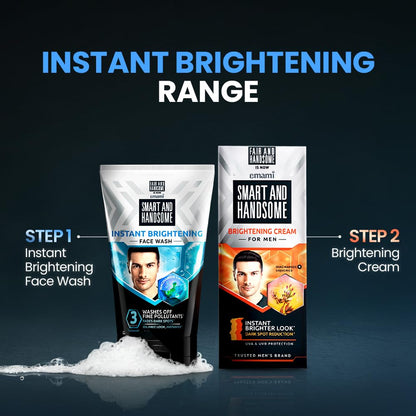 Smart And Handsome Instant Brightening Face Wash |Washes off Fine Pollutants*|Fades Dark Spots | Oil-Free Look, Instantly | Power of Niacinamide and Menthol | 150g