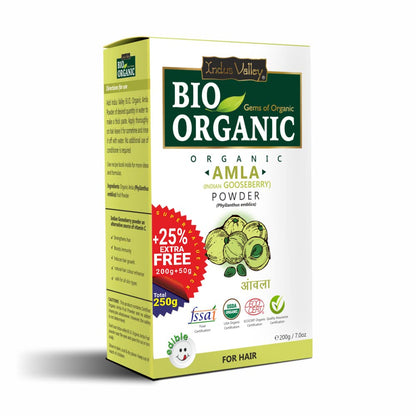 Bio Organic Amla powder packaging on a white background