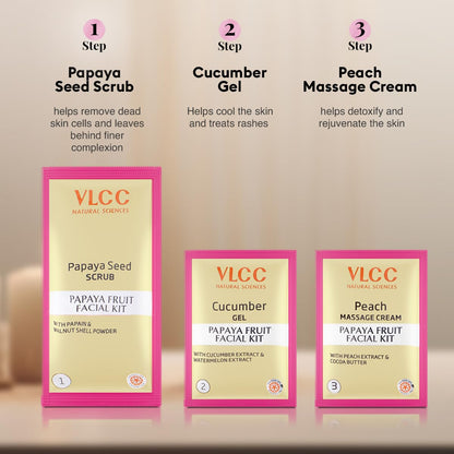 VLCC Salon Series Fruit Facial Kit - ( 6 Facials ) - 300 g | At Home Fruit Facial | Tightens Skin, Lightens Dark Spots & Brightens Skin Tone | Papaya, Cucumber, Peach, Orange & Green Apple.