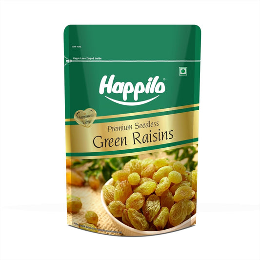 Happilo Premium Seedless Green Raisins 250g | Quality Kishmish/Kismis | Dry Fruits, Healthy Snacks | Nutritious, Rich in Iron, Antioxidants & Vitamin B | Tasty Natural Snack