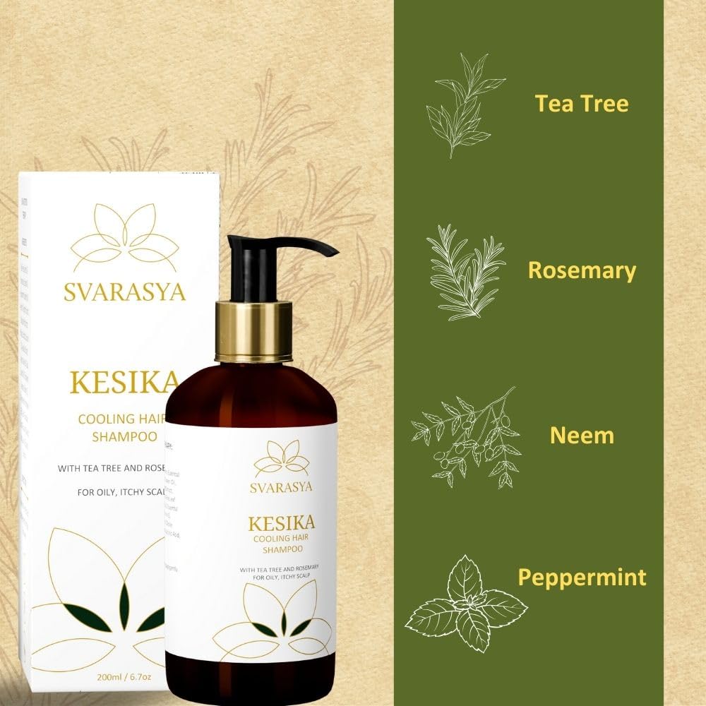 Svarasya Kesika Tea Tree, Rosemary & Neem for Itchy & Flaky Anti-Dandruff Shampoo for Men and Women - 200ml