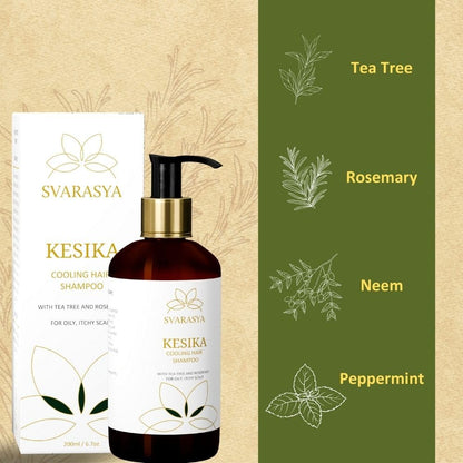 Svarasya Kesika Tea Tree, Rosemary & Neem for Itchy & Flaky Anti-Dandruff Shampoo for Men and Women - 200ml