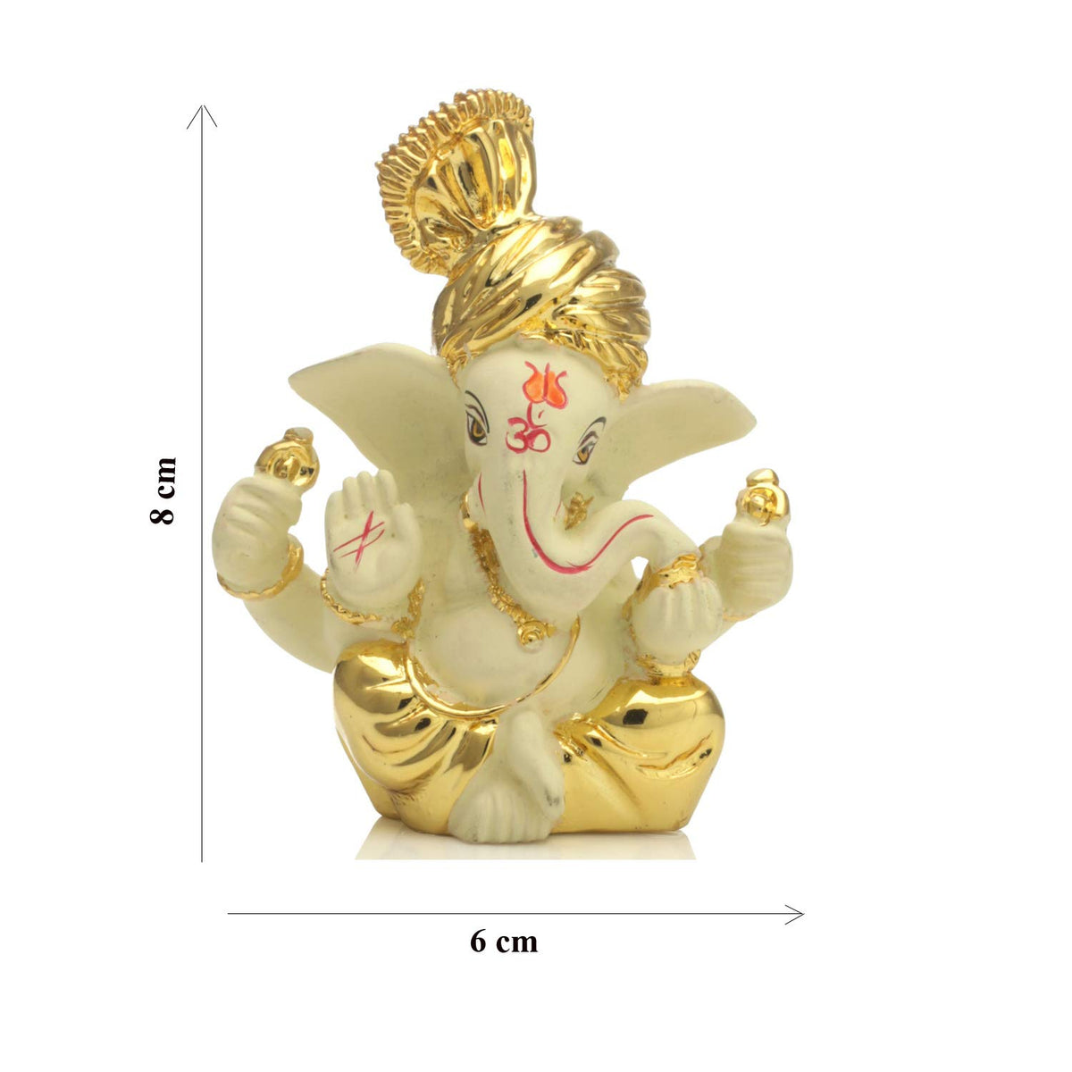 Ganesha Idol Terracotta Gold Plated Ganesh Statue (Golden, 8x6cm)