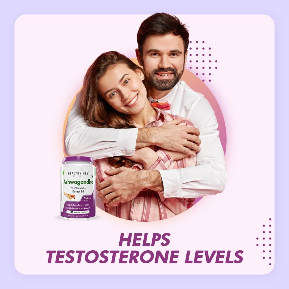 Zephivo HealthyHey Nutrition Ashwagandha Powder Withania Somnifera | 100% Natural Ashwagandha Capsules - Ashwagandha Rejuvenates Mind & Body-120 Ashwagandha Capsules
